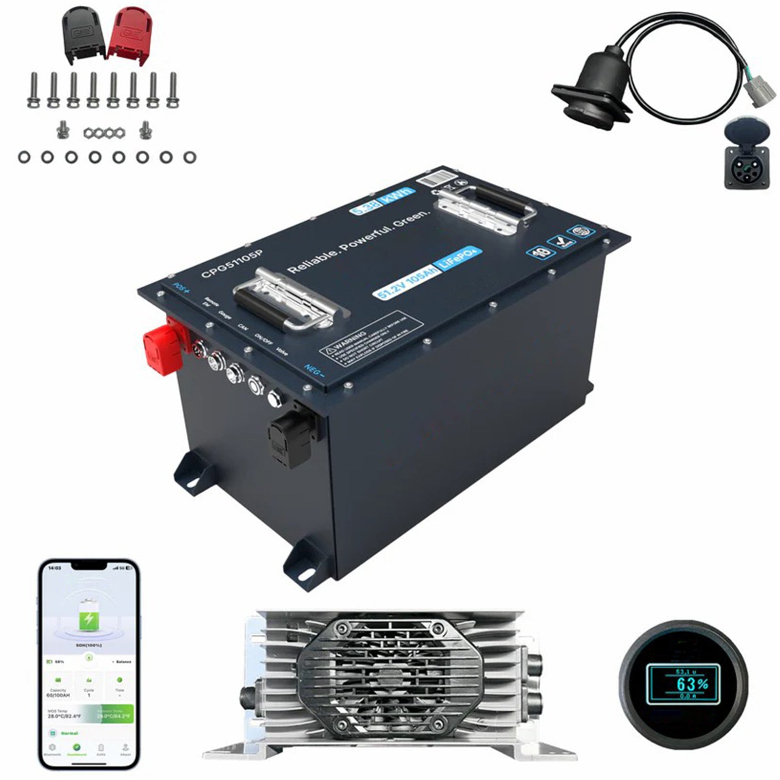 Clouds Power 48V (51.2V) 105Ah CLASSIC LiFePO4 Lithium Golf Cart Battery